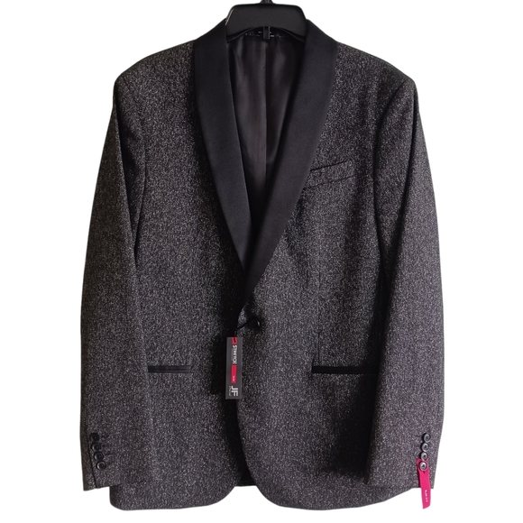 Jf ferrar Mens Blazer Sports Coat Metallic Slim Fit Size Large Black Formal NWT